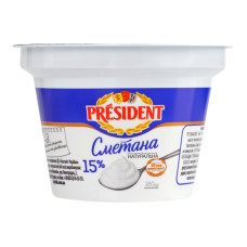 Сметана 15% President ст 180г