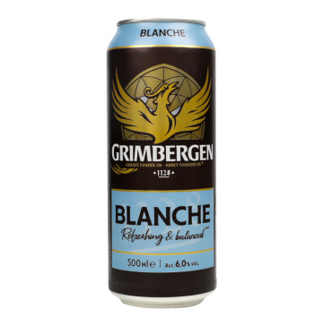 Пиво спеціальне 0.5л 6% світле пастеризоване Blanche Grimbergen з/б