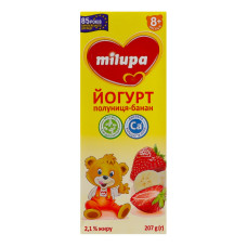 Йогурт 2.1% для дітей від 8міс Полуниця-банан Milupa т/п 207г