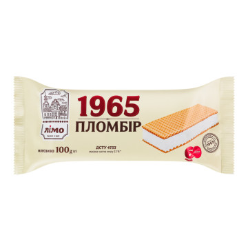 Морозиво 12% пломбір у вафельних листах 1965 Лімо м/у 100г