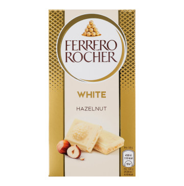 Шоколад білий з горіховою начинкою та подрібненими лісовими горіхами Ferrero Rocher к/у 90г