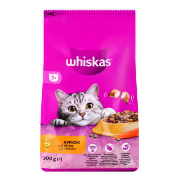 Корм сухий повнораціонний для дорослих котів З куркою Whiskas м/у 300г