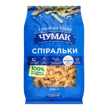 Вироби макаронні Спіральки Чумак м/у 400г