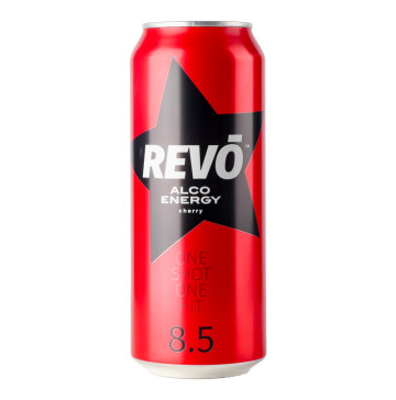 Напій слабоалкогольний енергетичний 500мл 8.5% сильногазований Вишня Revo з/б