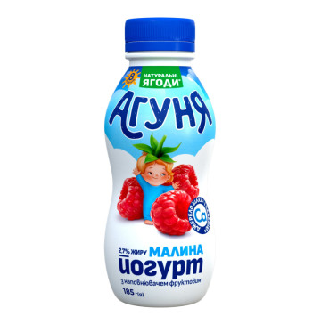 Йогурт 2.7% для дітей від 8міс з наповнювачем фруктовим Малина Агуня п/пл 185г