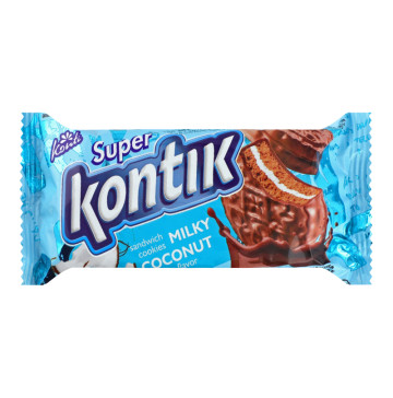 Печиво-сендвіч молочний зі смаком кокосу Super Kontik м/у 90г