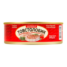 Товстолобик обсмажений стерилізований у томатному соусі Даринка з/б 240г Товстолобик обсмажений стерилізований у томатному соусі Даринка з/б 240г