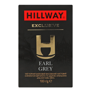 Чай чорний байховий листовий з ароматом бергамота та цедрою апельсина Earl Grey Exclusive Hillway в/с к/у 100г
