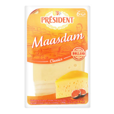 Сир 45% твердий скибками Maasdam President м/у 150г