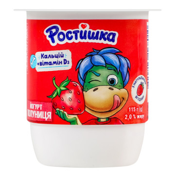 Йогурт 2% з наповнювачем Полуниця Ростишка ст 115г