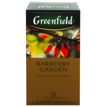 Чай чорний байховий дрібний з ягодами та ароматом барбарису Barberry Garden Greenfield к/у 25х1.5г