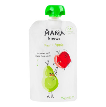 Пюре для дітей від 6міс з груш і яблук без цукру Mama knows д/п 90г