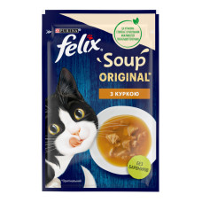 Корм консервований додатковий для дорослих котів з куркою Суп Felix д/п 48г Корм консервований додатковий для дорослих котів з куркою Суп Felix д/п 48г