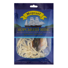 Риба та морепродукти сушені солоні Морський мікс Морські м/у 60г Риба та морепродукти сушені солоні Морський мікс Морські м/у 60г
