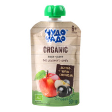 Пюре для дітей від 6міс без цукру Яблуко-чорна смородина Organic Чудо-Чадо д/п 90г