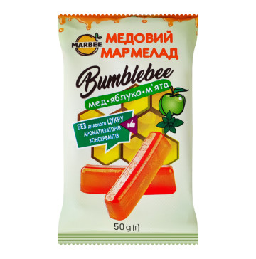 Мармелад медовий Мед-яблуко-м'ята Bumblebee Marbee м/у 50г