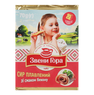 Сир плавлений 36% порційний зі смаком бекону Звени Гора м/у 70г