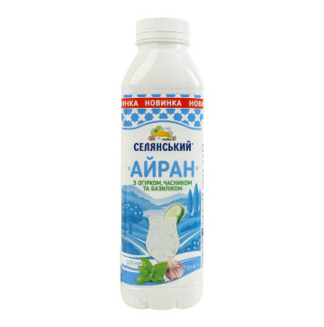 Айран 1.6% з огірком, часником та базиліком Селянський п/пл 420г