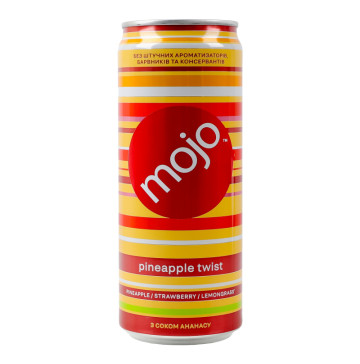 Напій безалкогольний сильногазований соковмісний з соком ананасу Pineapple twist Mojo з/б 0.33л