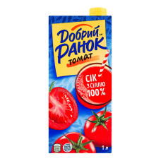 Сік з сіллю відновлений стерилізований Томат Добрий Ранок т/п 1л