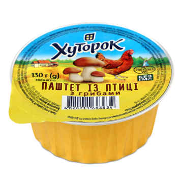 Паштет із птиці з грибами Хуторок ст 130г