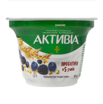 Біфідойогурт 2.2% Ягоди-злаки Активіа ст 180г