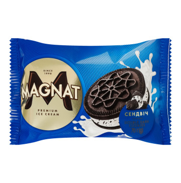 Морозиво сендвіч на печиві з комбінованим складом сировини Double dark cookies Magnat м/у 70г