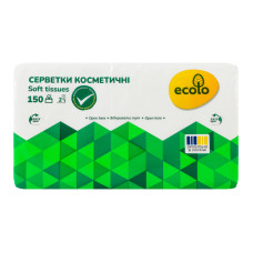 Серветки косметичні 2-х шарові 20х17.5см Ecolo 150шт