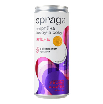 Напій енергетичний безалкогольний слабогазований Ягідна Комбуча енергійна Spraga з/б 330мл Напій енергетичний безалкогольний слабогазований Ягідна Комбуча енергійна Spraga з/б 330мл