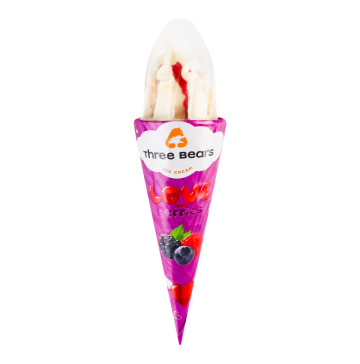 Морозиво 10-12% двошарове у вафельному цукровому ріжку Love&Berries Three bears м/у 150г