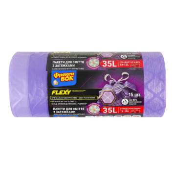 Пакети для сміття з затяжками з ароматом квіткової свіжості 35л Flexy Фрекен Бок 15шт