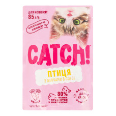 Корм вологий повнораціонний для кошенят з птицею та овочами в соусі Catch! д/п 85г Корм вологий повнораціонний для кошенят з птицею та овочами в соусі Catch! д/п 85г