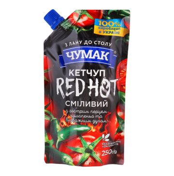 Кетчуп з гострим перцем халапеньо Red Hot Чумак д/п 250г