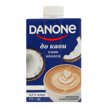 Напій молочний 3.2% ультрапастеризований зі смаком кокоса До кави Danone т/п 212г