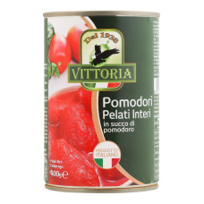 Помідори цілі в томатному соці без шкірки Vittoria з/б 400г