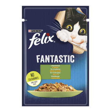 Корм консервований повнораціонний для дорослих котів з кроликом в желе Fantastic Felix м/у 85г