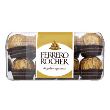 Цукерки вафельні покриті молочним шоколадом та подрібненими лісовими горіхами з начинкою Ferrero Rocher п/у 200г Цукерки вафельні покриті молочним шоколадом та подрібненими лісовими горіхами з начинкою Ferrero Rocher п/у 200г