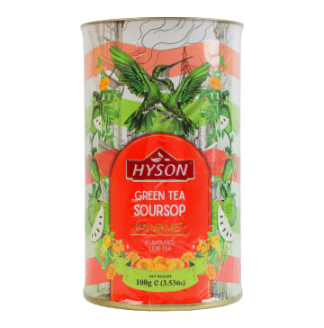Чай зелений байховий листовий з соу-сепом Soursop Gourmet Hyson тубус 100г