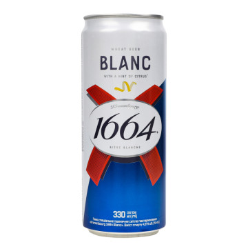 Пиво спеціальне 330мл 4.8% світле пшеничне пастеризоване Blanc Kronenbourg 1664 з/б