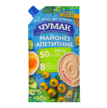 Майонез 50% Апетитний Чумак д/п 300г