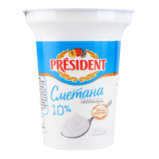 Сметана 10% President cт 300г
