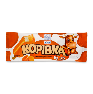 Мороженое 10% двухслойное с ароматом бискоттино и топленого молока в кондитерской молочной глазури Коровка Лімо м/у 65г
