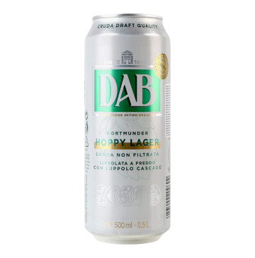 Пиво світле нефільтроване пастеризоване DAB Hoppy Lager 5.0% з/б 500мл
