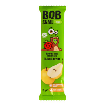 Снек фруктовий для дітей від 12міс Яблуко-груша Baby Bob Snail м/у 17г