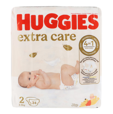 Підгузки для дітей 3-6кг 2 Extra Care Huggies 24шт