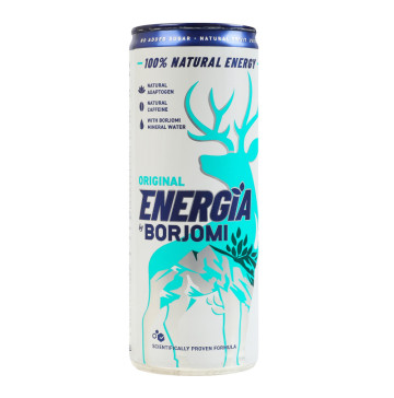 Напій безалкогольний газований тонізувальний на ароматизаторах тутті-фрутті Original Energia Borjomi з/б 240мл