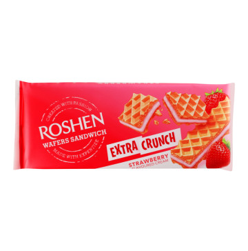 Вафлі Strawberry Extra Crunch Wafers Sandwich Roshen м/у 142г