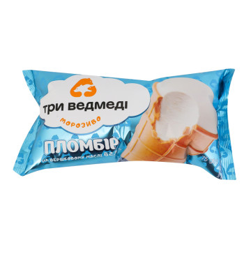 Морозиво пломбір у вафельному стаканчику Три ведмеді м/у 75г