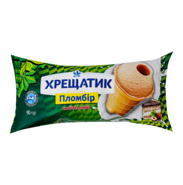 Морозиво пломбір зі смаком лісового горіха у вафельному стаканчику Київський Хрещатик м/у 90г