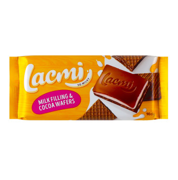 Шоколад молочний з молочною начинкою та вафлею Lacmi Roshen м/у 90г